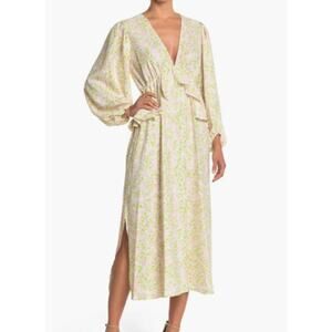 TOPSHOP NEW long sleeve pink green floral summer Ruffle Floral Print Midi Dress